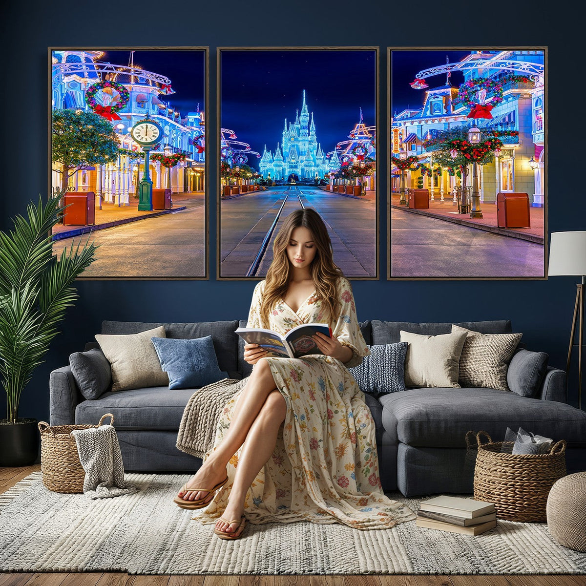 Disney Wall Art | Castle Large Wall Art, Disney Magic Kingdom Print for Kids Room Decor