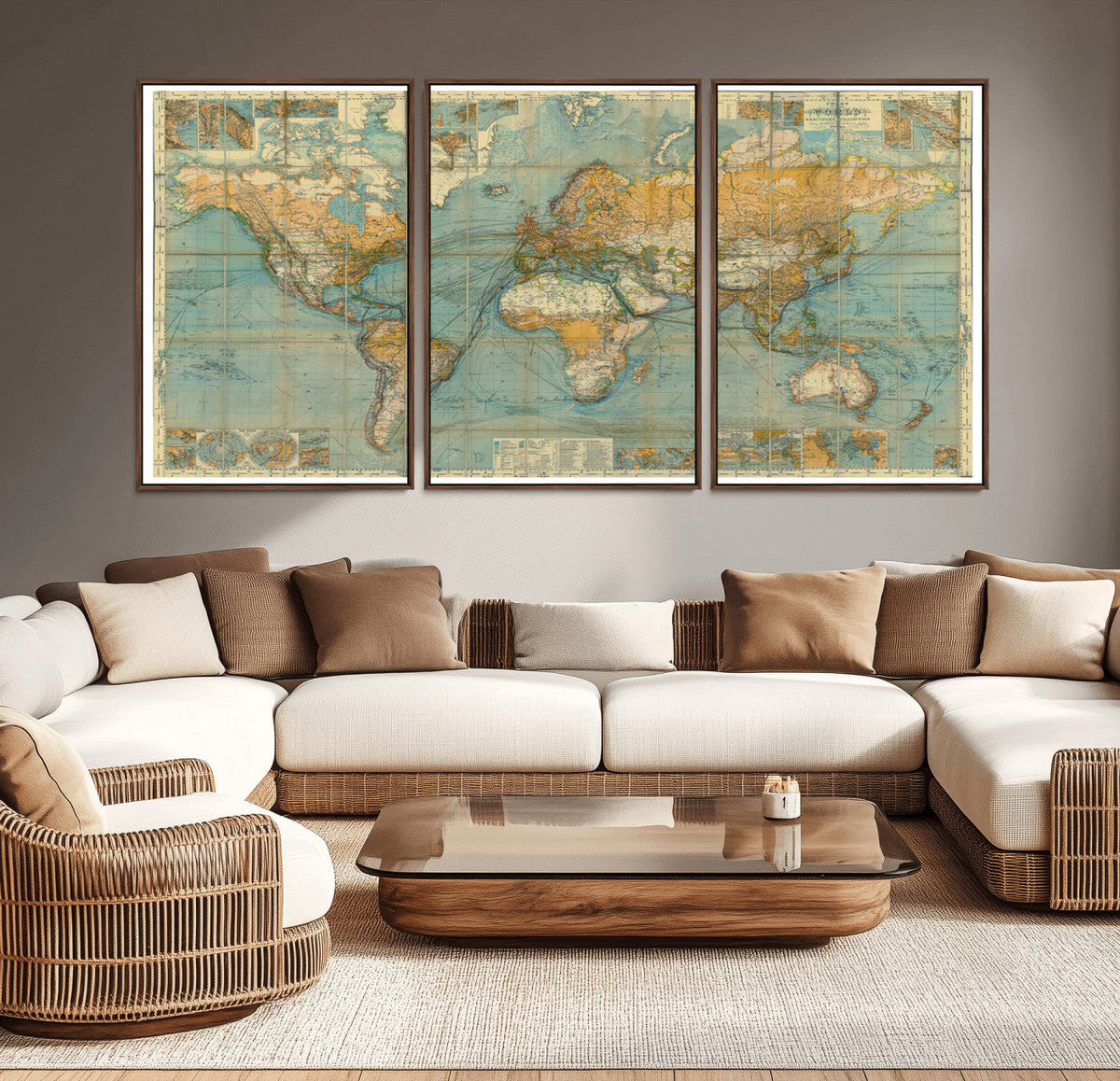 Push Pin World Map Canvas Print | Travel Tracker Wall Art for Couples