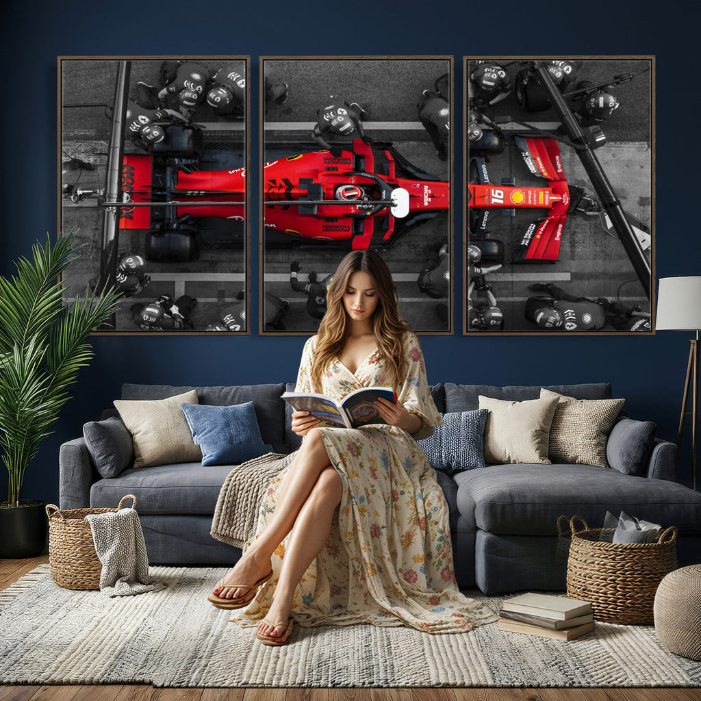 Ferrari Pit Stop Canvas Wall Art | Precision and Speed
