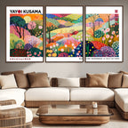 Framed Yayoi Kusama 1986 Wall Art Print | Japanese Wabi Sabi Vibrant Abstract Landscape Canvas