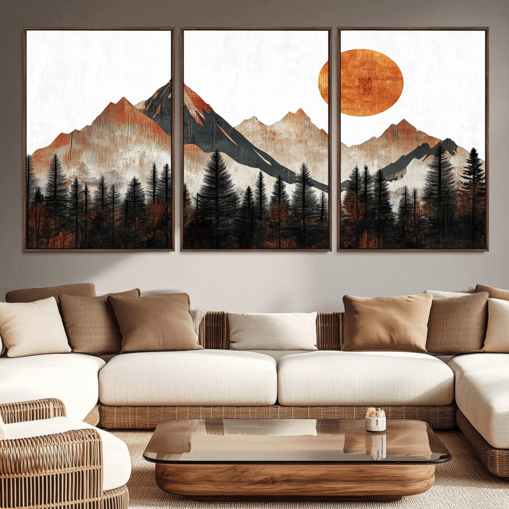 Modern Abstract Mountain Canvas Wall Art Print