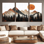 Modern Abstract Mountain Canvas Wall Art Print