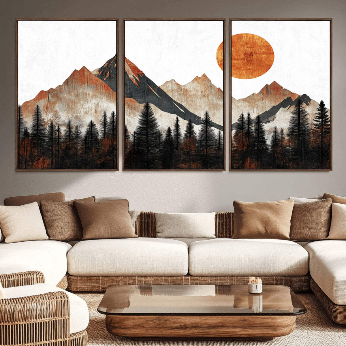 Modern Abstract Mountain Canvas Wall Art Print