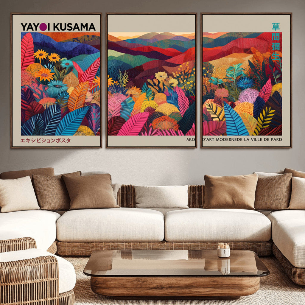 Yayoi Kusama Wall Art Canvas Print, Abstract Art, Large Framed Print, Japanese Wabi Sabi Wall Art