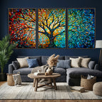 Yggdrasil Tree of Life Wall Art Print | Mosaic Style Canvas Wall Art