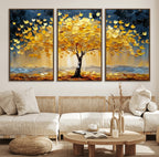 Golden Autumn Tree Wall Art | Framed Fall Leaves Canvas