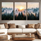 Abstract Forest Wall Art, Serene Nature Canvas Print with Misty Forest Design for Modern Home Decor