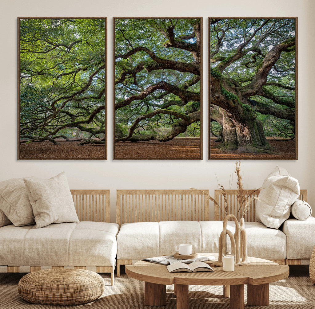 Historic Tree Wall Art | Framed Mossy Branch Canvas Artwork