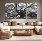 Ancient Oak Wall Art Canvas Print | Gnarled Tree with Twisted Branches
