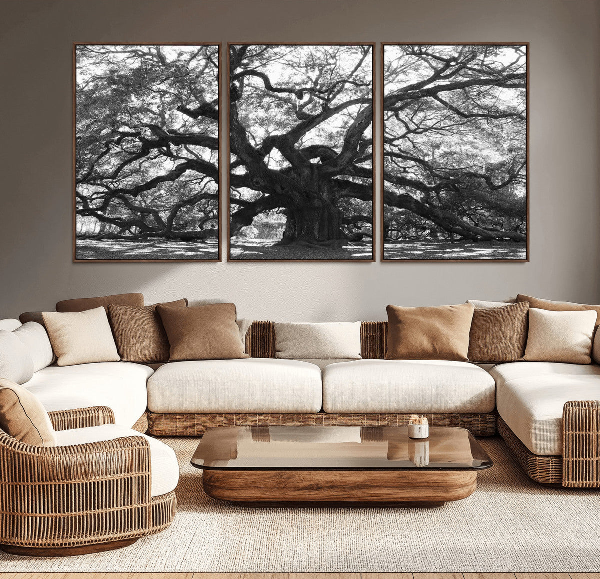 Ancient Oak Wall Art Canvas Print | Gnarled Tree with Twisted Branches