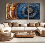 Framed Abstract Tree Ring Wall Art Print, Natural Rustic Wood Grain Canvas Print
