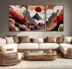 Abstract Mountain Wall Art Canvas Print | Vibrant Stylized Landscape
