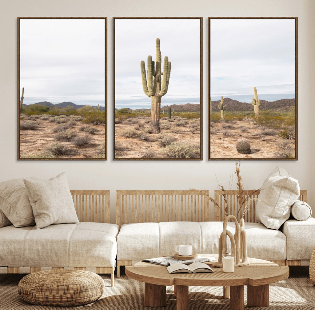 Saguaro Cactus Wall Art | Framed Desert Canvas Artwork