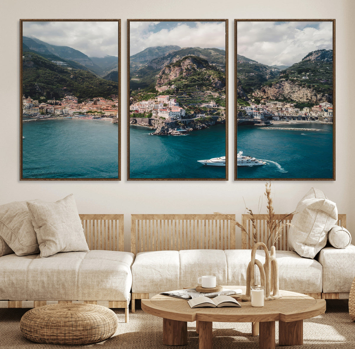 Amalfi Coast Wall Art | Framed Italian Seaside Canvas