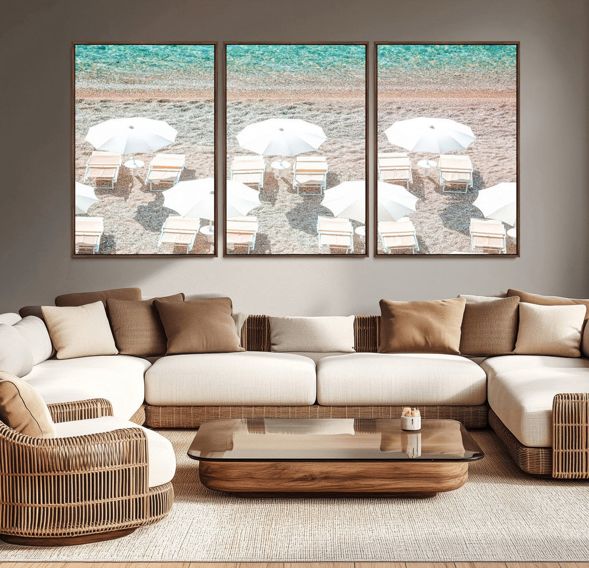 Calm Beach Wall Art | Framed Turquoise Water Canvas Artwork