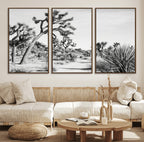 Joshua Tree Wall Art | Black & White Canvas Print, Nature Serenity Decor