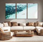 Minimal Beach Wall Art | Framed Ocean Swimming Canvas