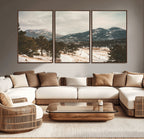 Mountain Landscape Wall Art Canvas Print, Framed Snowy Peaks Alpine Winter