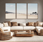 Minimalist Beach Wall Art Canvas Print, Framed Coastal Serenity Soft Sand