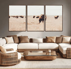 Bison Herd Wall Art Canvas Print, Framed Western Prairie Serenity