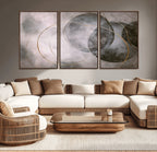 Abstract Grey Gold Wall Art | Modern Geometric Canvas