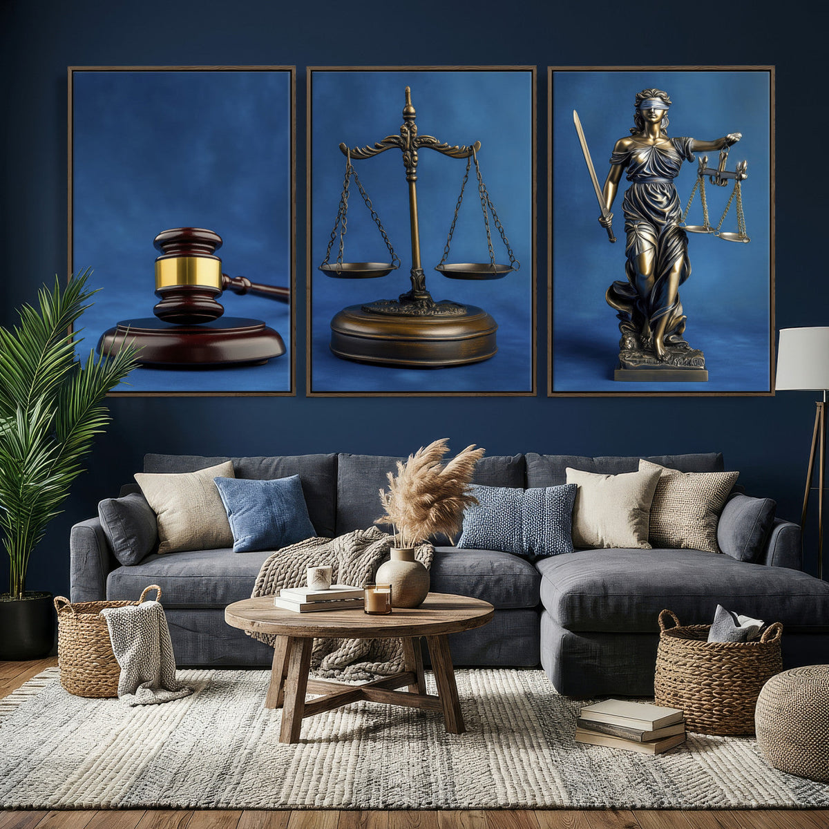 Legal Justice Wall Art Canvas Print | Gavel, Scales and Lady Justice
