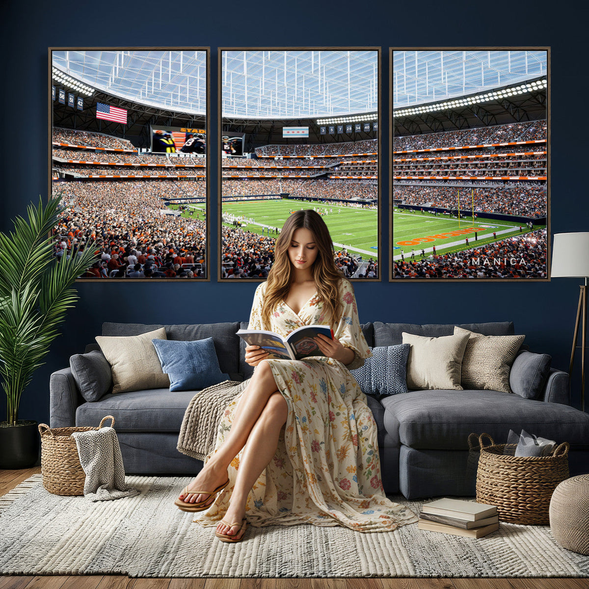Chicago Bears Soldiers Field Wall Art Canvas Print, Framed and Ready to Hang