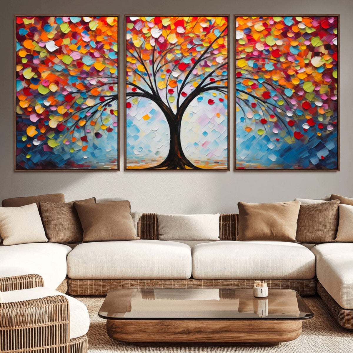 Vibrant Tree of Life Canvas Wall Art | Colorful Abstract Nature