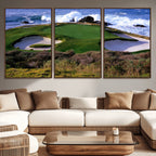 California Pebble Beach Golf Links Wall Art Canvas Print, Iconic Monterey Coastal Golf Course