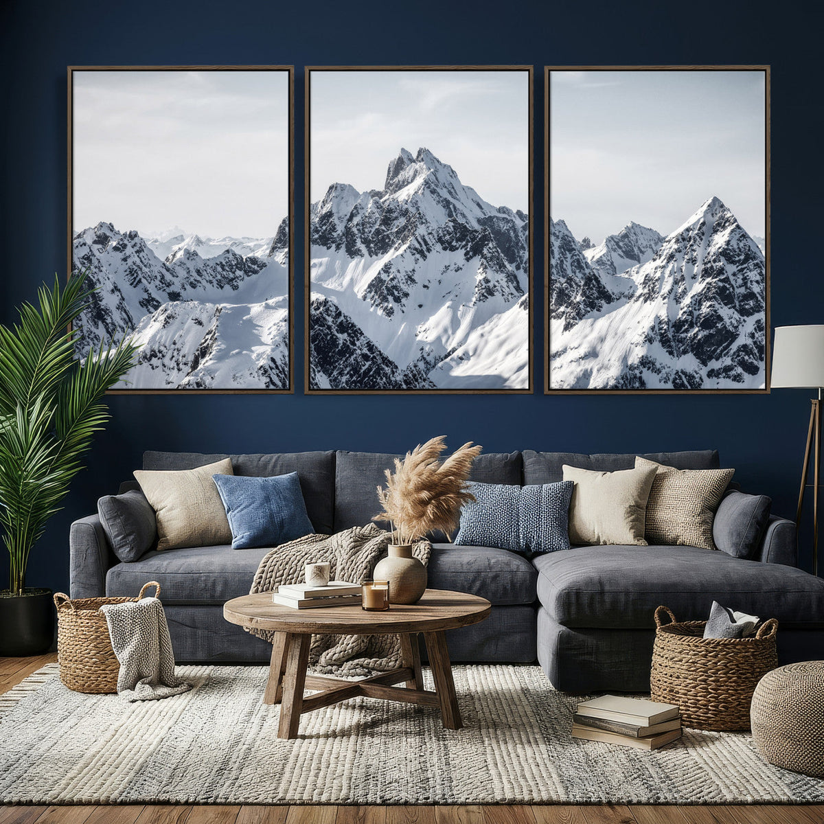 Snowy Mountain Range Canvas Print, Alpine Peaks Landscape Wall Art