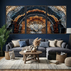 Abstract Wood Grain Canvas Print, Tree Ring Pattern Wall Art, Extra Large Living Room Wall Decor