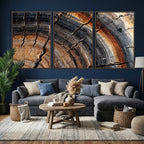 Abstract Tree Ring Wall Art Print, Natural Rustic Wood Grain Canvas