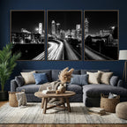 Atlanta Skyline Wall Art Canvas Print, Atlanta Downtown Night Cityscape