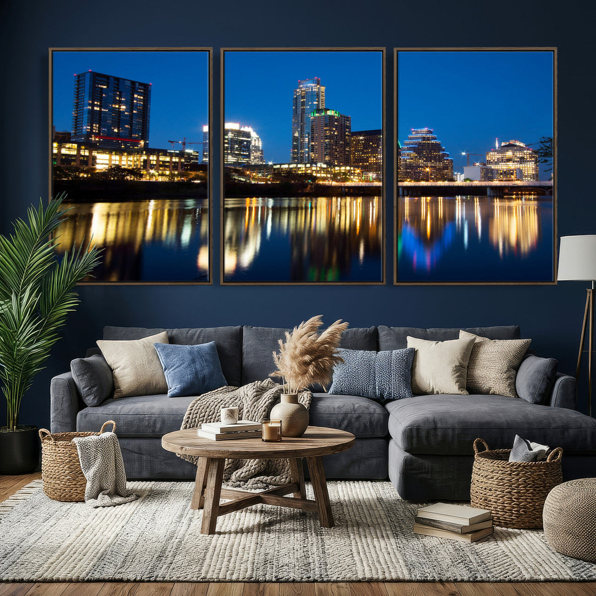 Austin Skyline Wall Art Canvas Print, Austin Downtown Night Cityscape