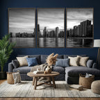 Chicago Wall Art Canvas Print, Chicago City Downtown Night Cityscape