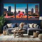 Chicago Wall Art Canvas Print - Chicago City Downtown Night Cityscape