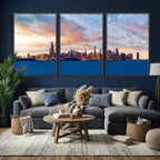 Chicago Wall Art Canvas Print - Chicago City Downtown Night Cityscape