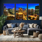 Chicago Wall Art Canvas Print - Chicago City Downtown Night Cityscape