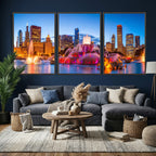 Chicago Wall Art Canvas Print, Chicago City Downtown Night Cityscape