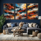 Lyrical Abstract Wall Art Canvas Print, Orange Blue Abstract