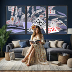 Playing Cards Canvas Wall Art | Casino Game Room Decor