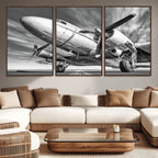 Vintage Airplane on Runway Canvas Print