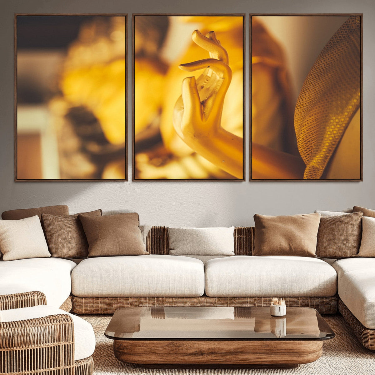 Gold Buddha Statue Hands Wall Art Canvas Print