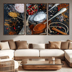 Spices and Seasonings Canvas Wall Art | Colorful Triptych Kitchen Decor
