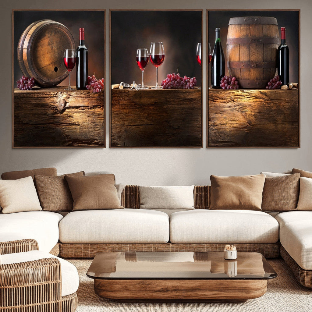 Wine and Barrels Wall Art Canvas Print