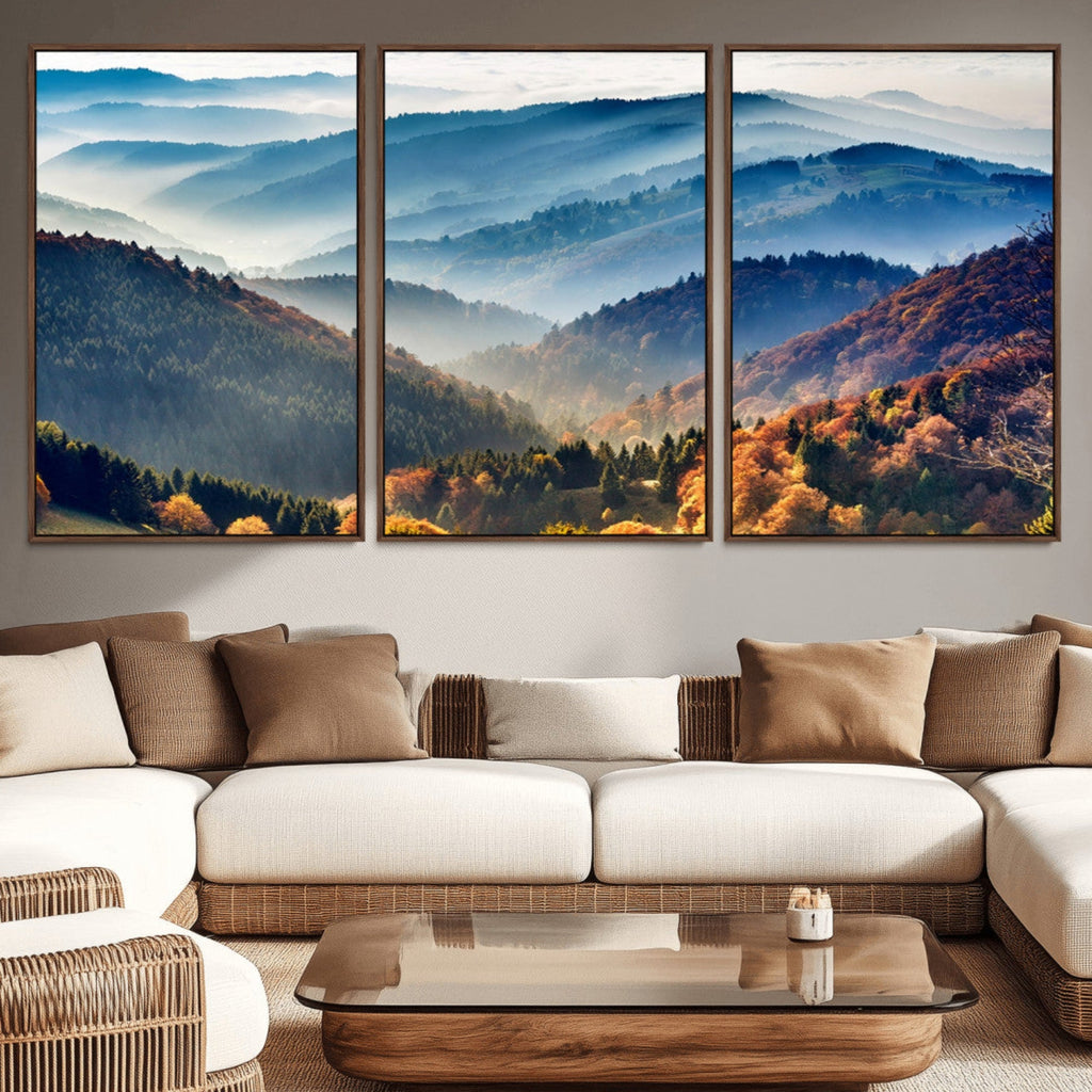 Mountains Forest Autumn Wall Art Canvas Print