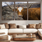 Framed Big Cow Animal Wall Art Canvas Print