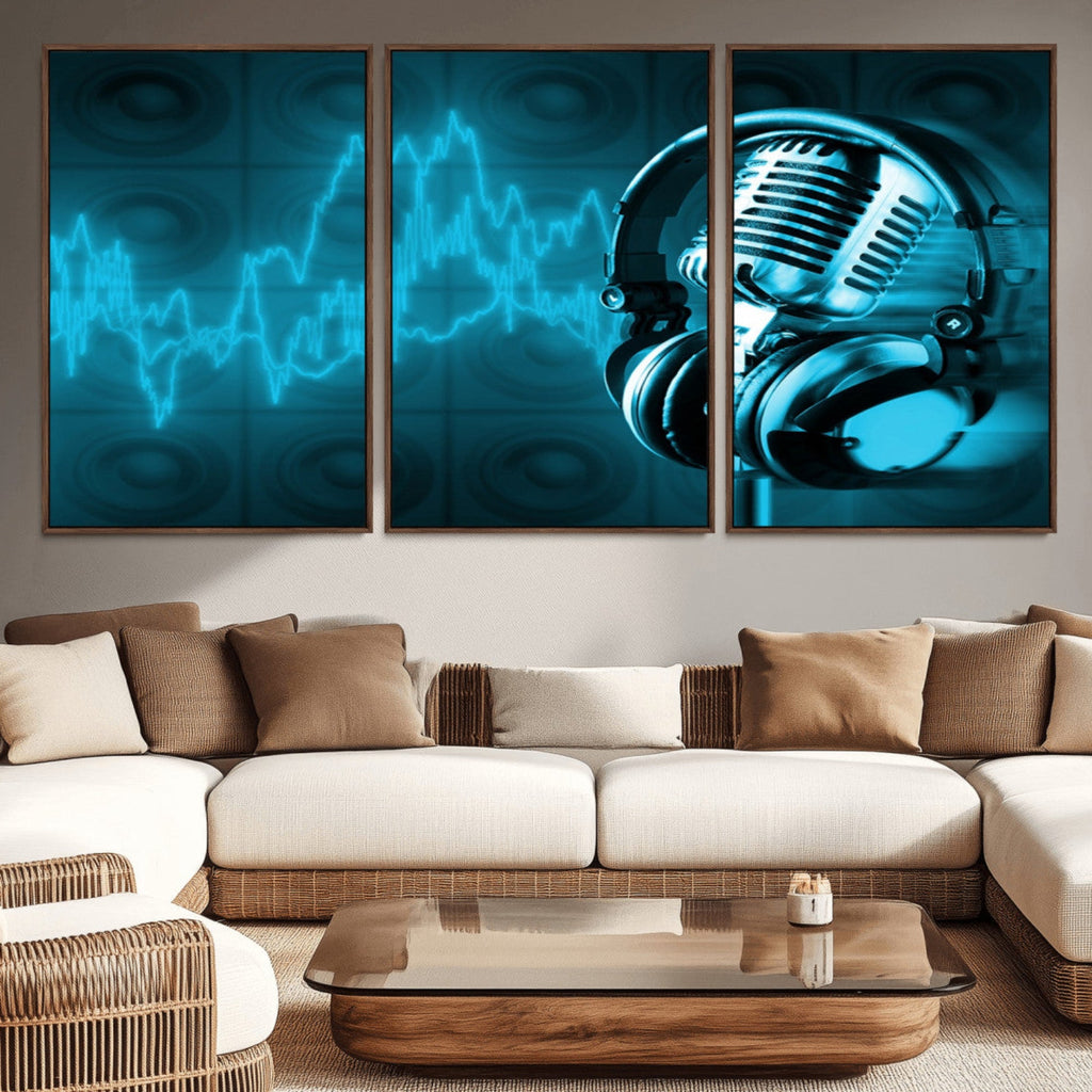 Music and Microphone Wall Art Canvas Print