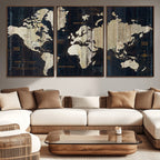 Antique Old World Map Wall Art Canvas Print