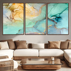 Green Marble Fluid Effect Abstract Canvas Wall Art Print